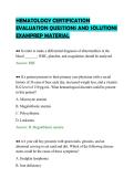 HEMATOLOGY CERTIFICATION&NewLine;EVALUATION QUESTIONS AND SOLUTIONS&NewLine;EXAMPREP MATERIAL