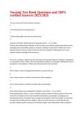 Nursing Test Bank Questions and Verified Answers &vert; Comprehensive Nursing Exam Review &vert; A&plus; Graded &vert; Latest Update&NewLine;