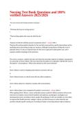Nursing Test Bank Questions and Verified Answers &vert; Comprehensive Nursing Exam Review &vert; A&plus; Graded &vert; Latest Update&NewLine;