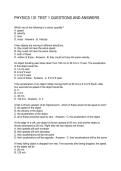 PHYSICS 131 TEST 1 QUESTIONS AND ANSWERS