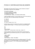 PHYSICS 131 MIDTERM QUESTIONS AND ANSWERS