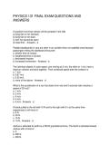 PHYSICS 131 FINAL EXAM QUESTIONS AND ANSWERS