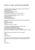 PHYSICS 131 EXAM 1 QUESTIONS AND ANSWERS