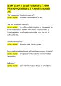 ISTM Exam II Excel Functions&comma; TAMU Phinney Questions & Answers &lpar;Grade A&plus;&rpar;&period;docx&NewLine;&NewLine;