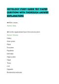 HISTOLOGY STUDY GUIDE TEST PAPER&NewLine;QUESTIONS WITH THOROUGH ANSWER&NewLine;EXPLANATIONS
