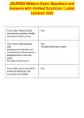 JOUR200 Midterm Exam Questions and&NewLine;Answers with Verified Solutions &vert; Latest&NewLine;Updated 2026