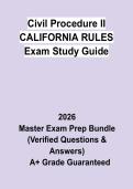 Civil Procedure II &ndash; California Rules Exam Study Guide &vert; Questions & Answers&comma; Practice Test&comma; Revision Notes &vert; Latest 2026 PDF