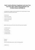 North Carolina Medicare Supplement and Long-Term Care Exam&period; Questions and Verified Answers &lpar;GRADED A&rpar;