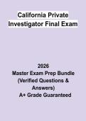 California Private Investigator Final Exam &vert; Questions & Answers&comma; Practice Test&comma; Study Guide & Revision Notes &vert; Licensing Prep &vert; Latest 2026 PDF