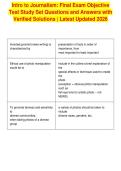 Intro to Journalism&colon; Final Exam Objective&NewLine;Test Study Set Questions and Answers with&NewLine;Verified Solutions &vert; Latest Updated 2026