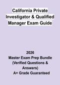 California Private Investigator & Qualified Manager Exam Guide &vert; Questions & Answers&comma; Practice Test&comma; Revision Notes &vert; Licensing Prep &vert; Latest 2026 PDF