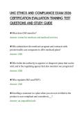 UHC ETHICS AND COMPLIANCE EXAM 2026&NewLine;CERTIFICATION EVALUATION TRAINING TEST&NewLine;QUESTIONS AND STUDY GUIDE&NewLine;