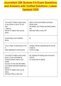 Journalism 200 Quizzes 6-9 Exam Questions&NewLine;and Answers with Verified Solutions &vert; Latest&NewLine;Updated 2026