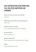 UHC CERTIFICATION EXAM PAPER 2026&NewLine;FULL SOLUTION QUESTIONS AND&NewLine;ANSWERS