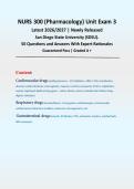 NURS 300 Pharmacology Unit Exam 3 &vert; 2026&sol;2027 &vert; Newly Released &vert; Actual Exam &vert; SDSU &vert; 50 Q&A with Expert Rationales &vert; Guaranteed Pass - A&plus; Graded&NewLine;&NewLine;