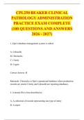 CPL250 BEAKER CLINICAL &NewLine;PATHOLOGY ADMINISTRATION &NewLine;PRACTICE EXAM COMPLETE &NewLine;&lpar;100 QUESTIONS AND ANSWERS &NewLine;2026 - 2027&rpar;