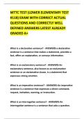 MTTC TEST &lpar;LOWER ELEMENTARY TEST &NewLine;&num;118&rpar; EXAM WITH CORRECT ACTUAL &NewLine;QUESTIONS AND CORRECTLY WELL &NewLine;DEFINED ANSWERS LATEST ALREADY &NewLine;GRADED A&plus; 