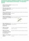 Comprehensive Review of Philippine Architecture Law and Practice Standards - Verified Questions and Answers - A&plus; Guaranteed Success