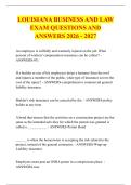 LOUISIANA BUSINESS AND LAW &NewLine;EXAM QUESTIONS AND &NewLine;ANSWERS 2026 - 2027 