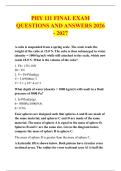 PHY 111 FINAL EXAM &NewLine;QUESTIONS AND ANSWERS 2026 - 2027 