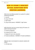 NUR 215 EXAM 3 2026&sol;2027 &NewLine;ACTUAL QUESTIONS WITH &NewLine;VERIFIED ANSWERS&period; 
