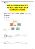 NUR 335 EXAM 1 2026&sol;2027 &NewLine;ACTUAL QUESTIONS WITH &NewLine;VERIFIED ANSWERS&period;