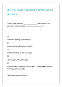BIO 110 Exam 1 Questions With Correct Answers