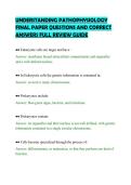 UNDERSTANDING PATHOPHYSIOLOGY&NewLine;FINAL PAPER QUESTIONS AND CORRECT&NewLine;ANSWERS FULL REVIEW GUIDE