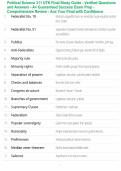 Political Science 311 UTK Final Study Guide - Verified Questions and Answers - A&plus; Guaranteed Success Exam Prep - Comprehensive Review - Ace Your Final with Confidence