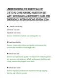 UNDERSTANDING THE ESSENTIALS OF&NewLine;CRITICAL CARE NURSING QUESTION SET&NewLine;WITH RATIONALES AND PRIORITY CARE AND&NewLine;EMERGENCY INTERVENTIONS REVIEW 2026