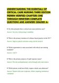 UNDERSTANDING THE ESSENTIALS OF&NewLine;CRITICAL CARE NURSING THIRD EDITION&NewLine;PERRIN VERIFIED CHAPTERS ONE&NewLine;THROUGH NINETEEN COMPLETE&NewLine;QUESTIONS AND ANSWERS GRADED A&plus;