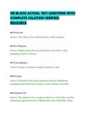 HR BLOCK ACTUAL TEST QUESTIONS WITH&NewLine;COMPLETE SOLUTION VERIFIED&NewLine;RESOURCE