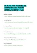 HR BLOCK FULL QUESTIONS AND&NewLine;CORRECT ANSWERS VERIFIED&NewLine;CERTIFICATION STUDY PACK