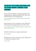 HR BLOCK TEST PAPER QUESTIONS AND&NewLine;SOLUTIONS EXPERT VERIFIED STUDY&NewLine;CONTENT&NewLine;