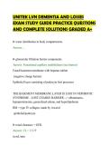 UNITEK LVN DEMENTIA AND LOSSES&NewLine;EXAM STUDY GUIDE PRACTICE QUESTIONS&NewLine;AND COMPLETE SOLUTIONS GRADED A&plus;