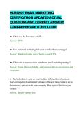 HUBSPOT EMAIL MARKETING&NewLine;CERTIFICATION UPDATED ACTUAL&NewLine;QUESTIONS AND CORRECT ANSWERS&NewLine;COMPREHENSIVE STUDY GUIDE