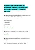 HUBSPOT INBOUND MARKETING&NewLine;EXAMPREP VERIFIED QUESTIONS AND&NewLine;SOLUTIONS COMPLETE LEARNING&NewLine;PACKAGE