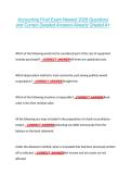 Accounting Final Exam Newest 2026 Questions &NewLine;and Correct Detailed Answers Already Graded A&plus; 