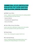HUMBER REAL ESTATE CERTIFICATION&NewLine;EVALUATION TEST PAPER QUESTIONS&NewLine;AND SOLUTIONS VERIFIED RESOURCE