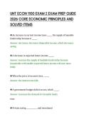 UNT ECON 1100 EXAM 2 EXAM PREP GUIDE&NewLine;2026 CORE ECONOMIC PRINCIPLES AND&NewLine;SOLVED ITEMS