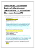 Indiana Concrete Contractor Exam &NewLine;Questions And Correct Answers &NewLine;&lpar;Verified Answers&rpar; Plus Rationales 2026 &NewLine;Q&A &vert; Instant Download Pdf