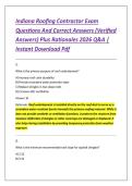 Indiana Roofing Contractor Exam &NewLine;Questions And Correct Answers &lpar;Verified &NewLine;Answers&rpar; Plus Rationales 2026 Q&A &vert; &NewLine;Instant Download Pdf 