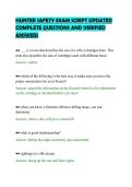 HUNTER SAFETY EXAM SCRIPT UPDATED&NewLine;COMPLETE QUESTIONS AND VERIFIED&NewLine;ANSWERS