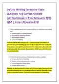 Indiana Welding Contractor Exam &NewLine;Questions And Correct Answers &NewLine;&lpar;Verified Answers&rpar; Plus Rationales 2026 &NewLine;Q&A &vert; Instant Download Pdf 