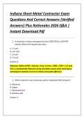 Indiana Sheet Metal Contractor Exam &NewLine;Questions And Correct Answers &lpar;Verified &NewLine;Answers&rpar; Plus Rationales 2026 Q&A &vert; &NewLine;Instant Download Pdf 
