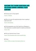 IAHCSMM TEST PAPER QUESTIONS AND&NewLine;SOLUTIONS EXPERT VERIFIED STUDY&NewLine;CONTENT