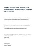 &NewLine;PRIVATE INVESTIGATOR - MINISTRY EXAM REVIEW QUESTIONS AND VERIFIED ANSWERS LATEST UPDATE&NewLine;