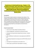 Foundations of Adult Health Nursing &ndash; Chapter 1&colon; The &NewLine;Evolution of Nursing &vert; 2025&sol;2026 Edition &vert; 85 Questions &NewLine;with Evidence-Based Verified Answers Foundations of &NewLine;Adult Health Nursing &vert; Historical Foundations & &NewLine;Professional Development &vert; Expert-Alig