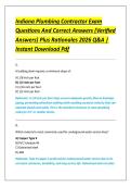 Indiana Plumbing Contractor Exam &NewLine;Questions And Correct Answers &lpar;Verified &NewLine;Answers&rpar; Plus Rationales 2026 Q&A &vert; &NewLine;Instant Download Pdf 
