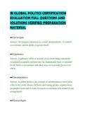 IB GLOBAL POLITICS CERTIFICATION&NewLine;EVALUATION FULL QUESTIONS AND&NewLine;SOLUTIONS VERIFIED PREPARATION&NewLine;MATERIAL